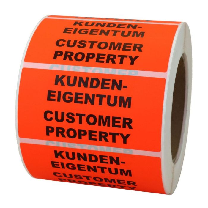 Hinweisetiketten "Kundeneigentum / Customer property" Papier, 100 x 50 mm, 1.000 St./Rolle