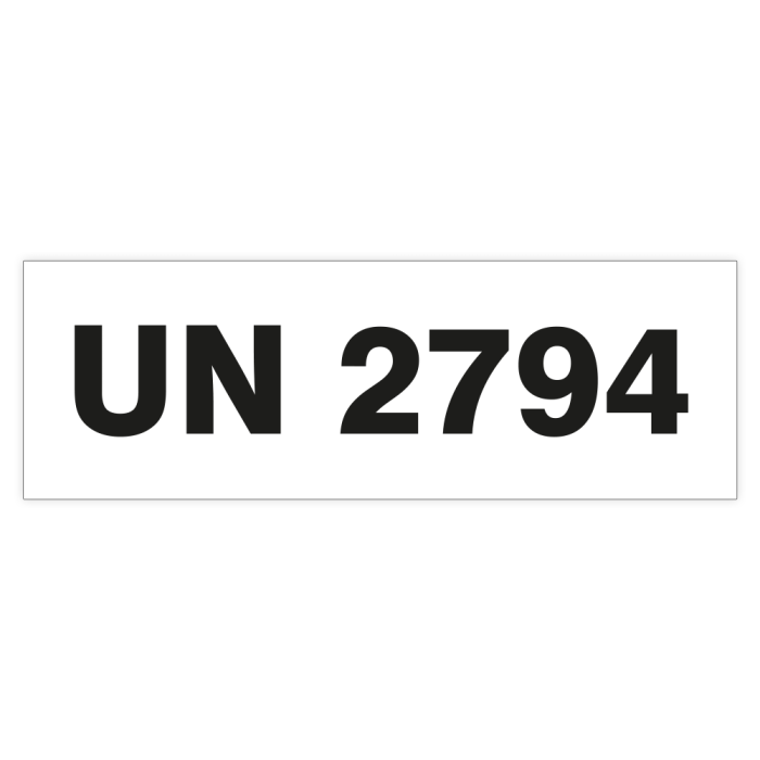 UN-Etiketten UN 2794 BATTERIEN (AKKUMULATOREN), NASS, GEFÜLLT MIT SÄURE, Folie, 150 x 50 mm
