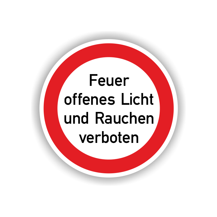 Verbotsschild, Feuer, offenes Licht und Rauchen verboten, praxisbewährt, Aufkl., Folie, d = 200 mm