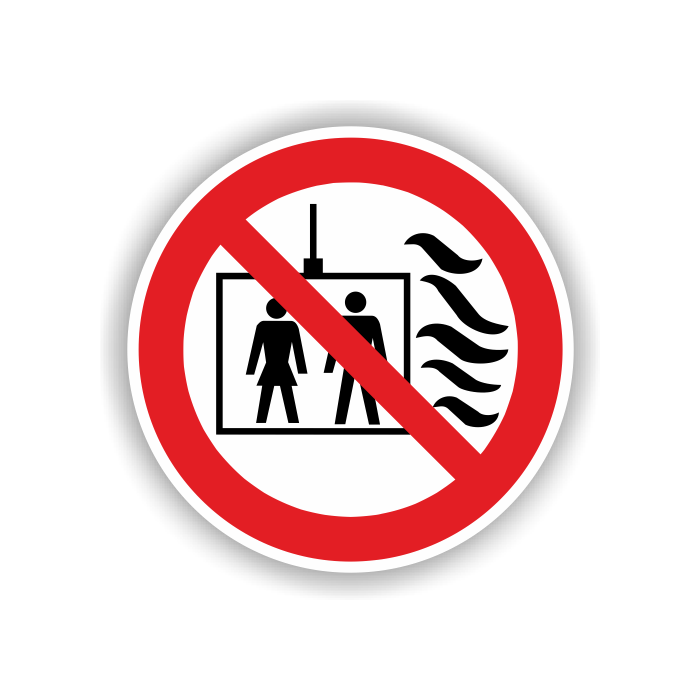 Verbotsschild, Aufzug im Brandfall nicht benutzen, ISO 81-73