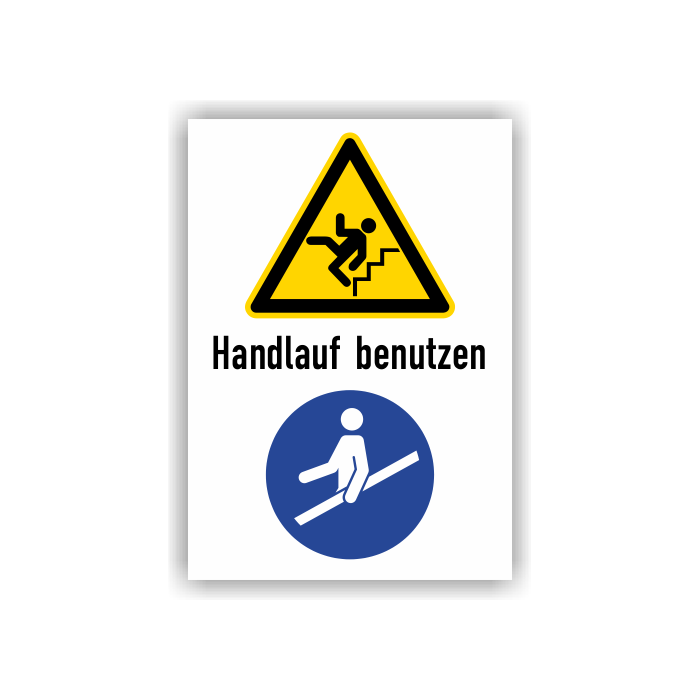 Warnschild, Warnung vor Sturzgefahr auf Treppe, Aufkleber