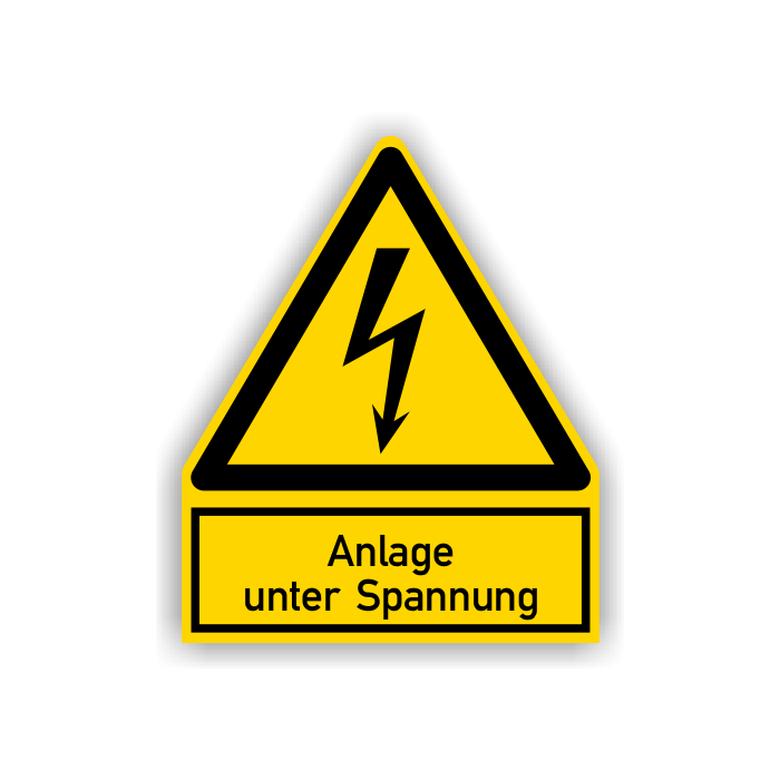 Warnschild, Anlage unter Spannung, mit Hinweistext