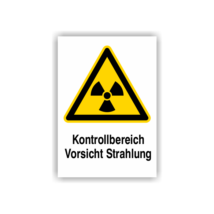 Warnschild, Kontrollbereich Vorsicht Strahlung, DIN 25430