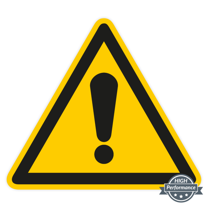 Warnschild, Allgemeines Warnzeichen, ISO 7010, Aufkleber, Schutzlaminat, extra starke Klebkraft