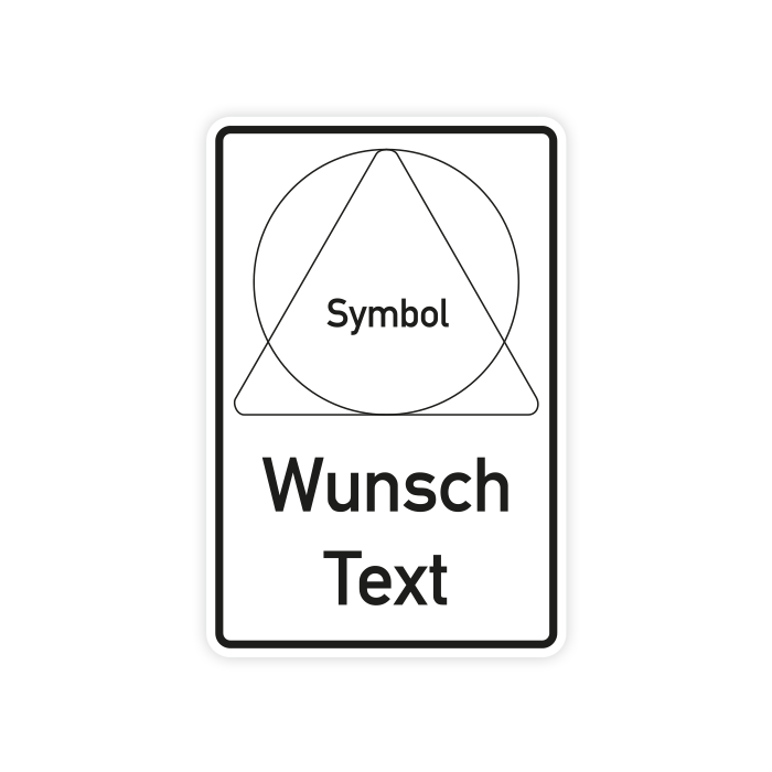 Kombischild Betriebsgelände, Wunschsymbol + Text nach Wunsch, Aluminium, reflektierend, 600 x 900mm