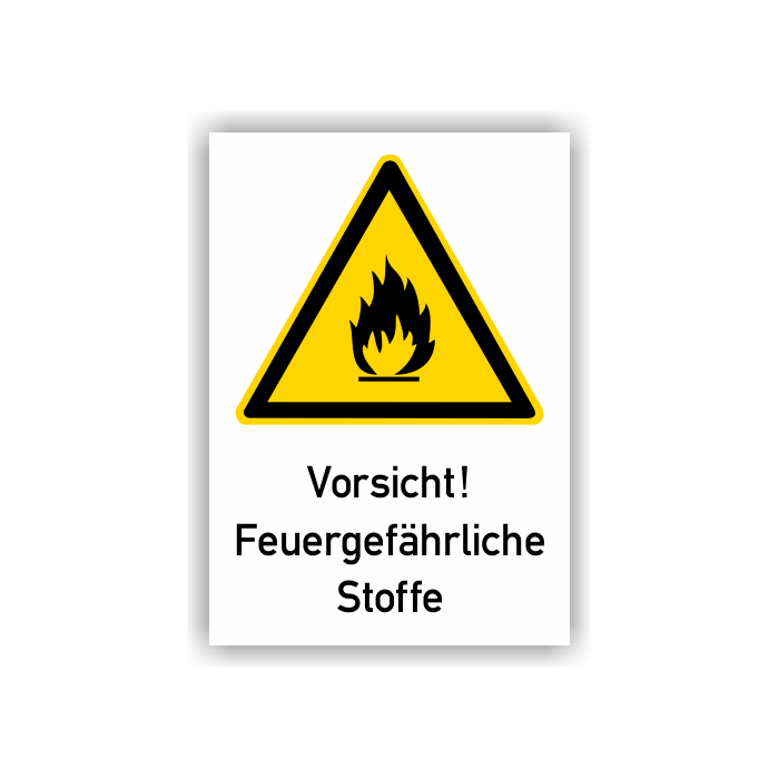 Warnschild, Vorsicht! Feuergefährliche Stoffe, BGV A8