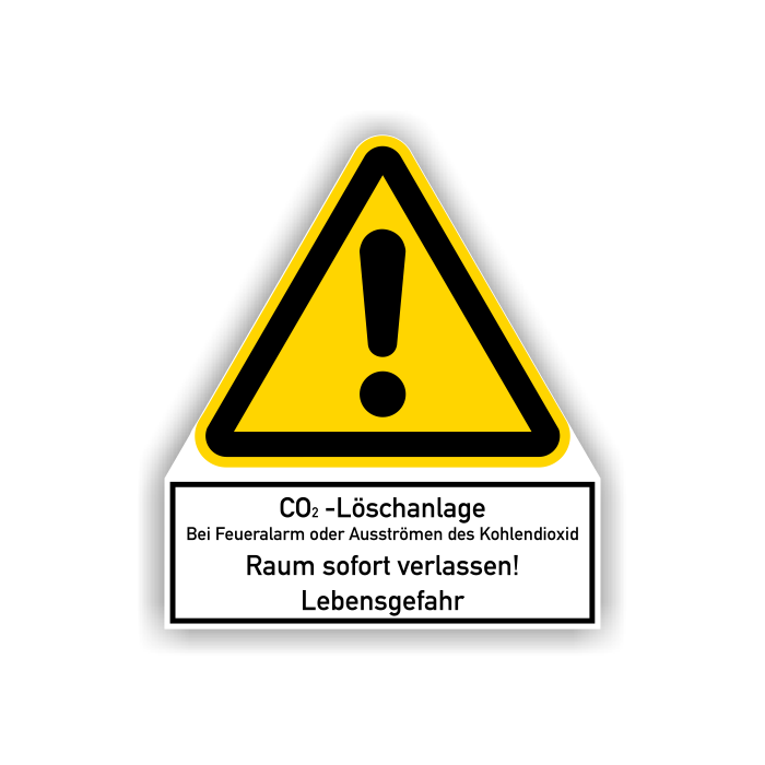 Warnschild, CO2-Löschanlage, ISO 7010