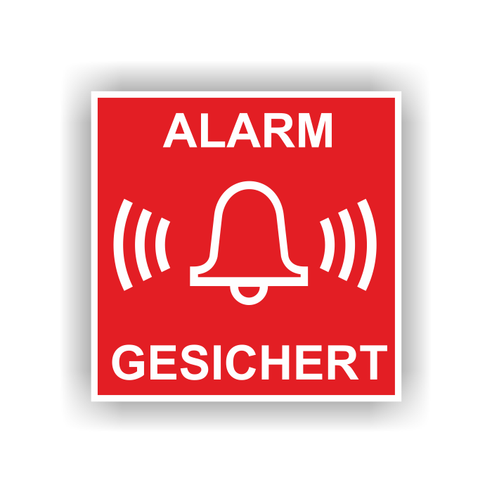 Warnschild, Alarmgesichert, praxisbewährt, Aufkleber, Folie, 100 x 100 mm