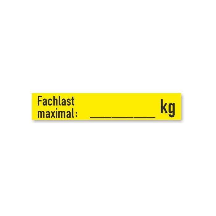 Regalbelastungsaufkleber, Fachlast maximal, Folie, gelb, 100 x 20 mm, 10 St./ Bogen