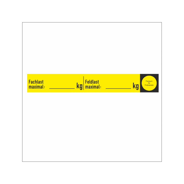Regalbelastungsaufkleber "Fachlast…Feldlast...", Folie, gelb, 250 x 35 mm, 10 St./ Bogen