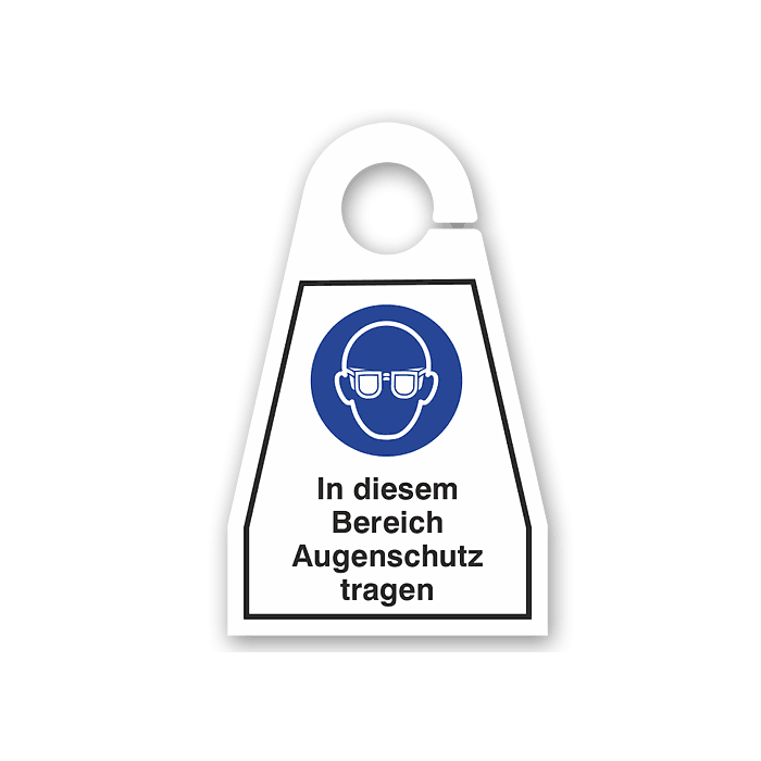 Türgriffschild, In diesem Bereich Augenschutz tragen, Kunststoff, 100 x 160 mm