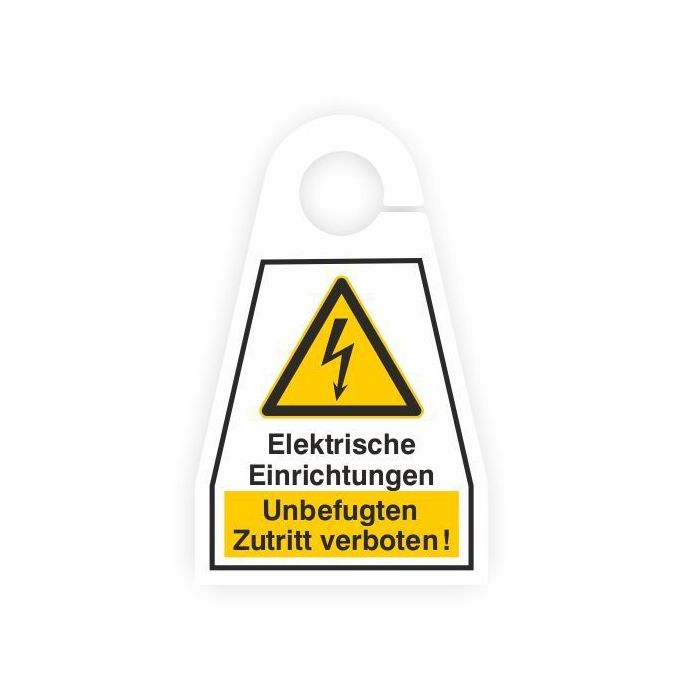 Türgriffschild, Elektr. Einrichtungen - Unbefugten Zutritt verboten!, Kunststoff, 100 x 160 mm