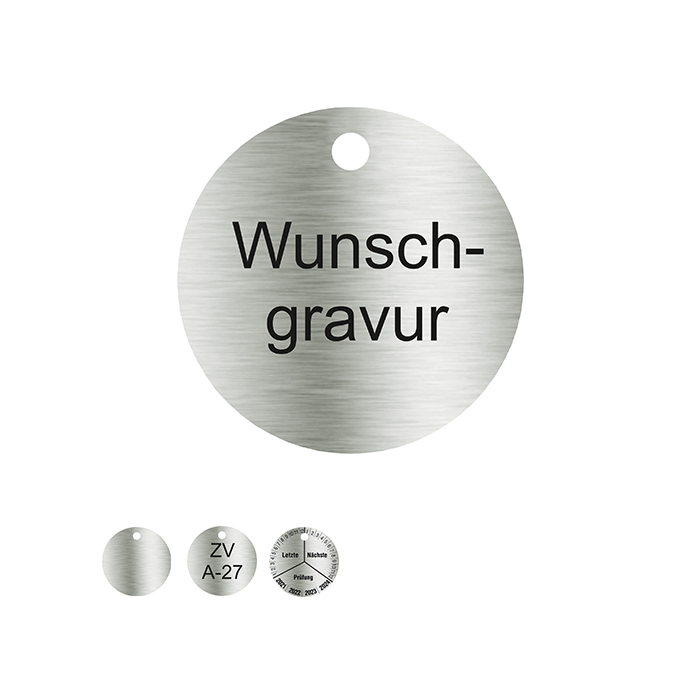 Kennzeichnungsmarken mit Wunschgravur, Edelstahl 1 mm, geschliffen, verschiedene Durchmesser