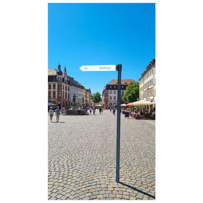 Fahnenwegweiser-Set-Flex, pulverbeschichtet in RAL 7016, Säule Ø 60 mm, Gesamthöhe 2500 mm
