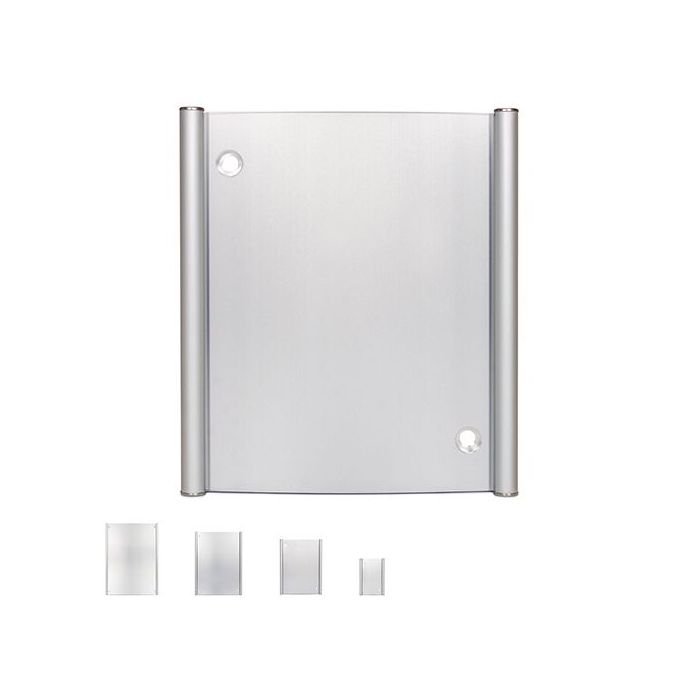Türschild PRIMUS mit Abdeckscheibe, Hochformat aus Aluminium, silber eloxiert,