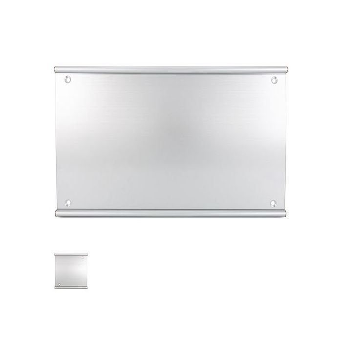 Türschild PRIMUS mit Abdeckscheibe, Querformat aus Aluminium, silber eloxiert,