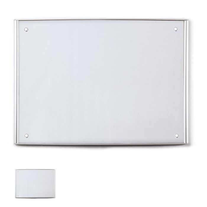 Wegweiser PRIMUS mit Abdeckscheibe, Querformat aus Aluminium, silber eloxiert,