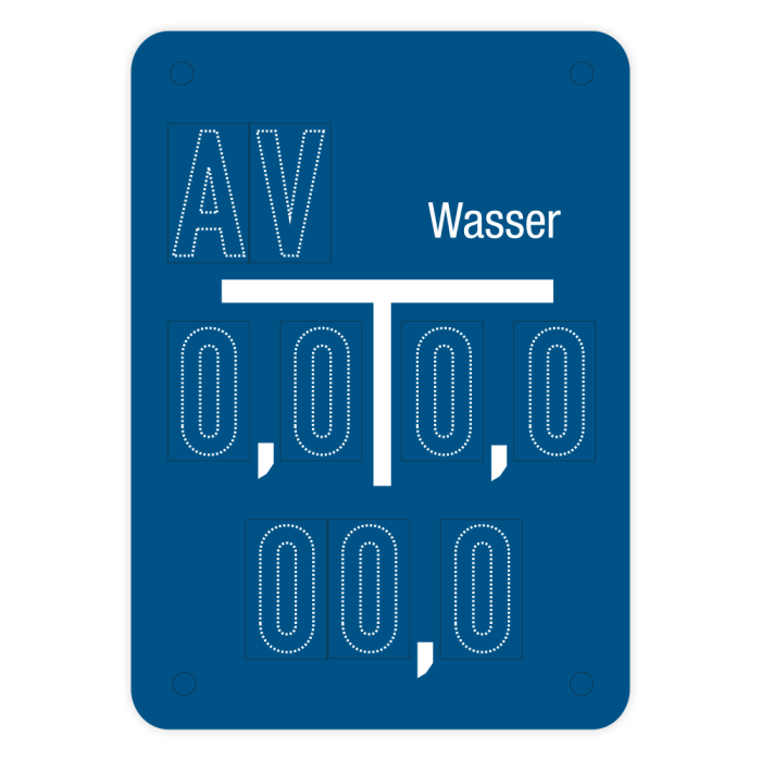 Schieberschild "Wasser" fertig bestückt nach Ihren Angaben, DIN 4067 (C), Luran S, 100 x 140 mm