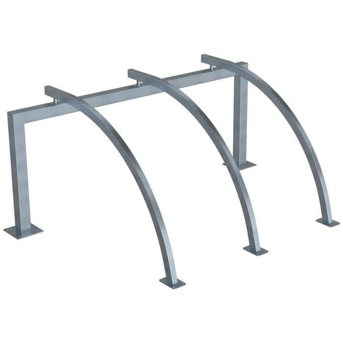 Anlehnbügel-Set, 3 Stellplätze, Vierkant-Rahmen + 3 aufschraubbare Anlehnbügel, 2100 mm, Aufdübeln