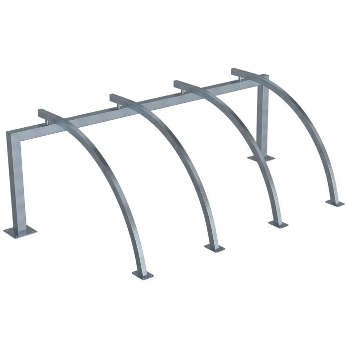 Anlehnbügel-Set, 4 Stellplätze, Vierkant-Rahmen + 4 aufschraubbare Anlehnbügel, 2800 mm, Aufdübeln