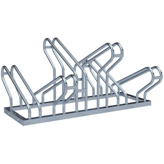 Fahrradständer, 2x3 Plätze, Reihenanlage 1050x600 mm, Hoch-/Tiefstellung, beidseitig, feuerverzinkt