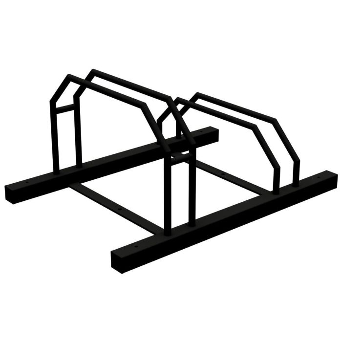 Fahrradständer, 2 Plätze, Reihenanlage, 750x500 mm, Hoch-/Tiefstellung, beidseitig, Tiefschwarz