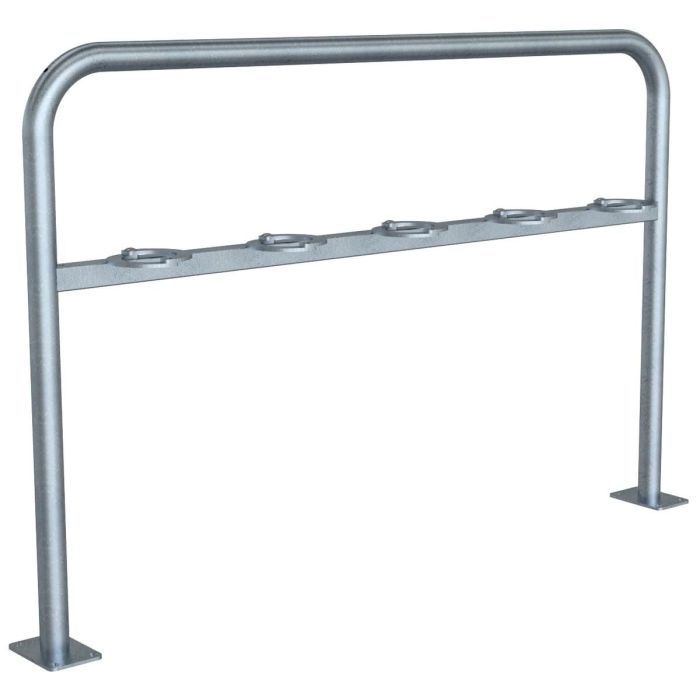 Scooter Reihenparker mit Bügel, 5 Plätze, zum Aufdübeln, verschließbare Ringe, 1000x1500mm