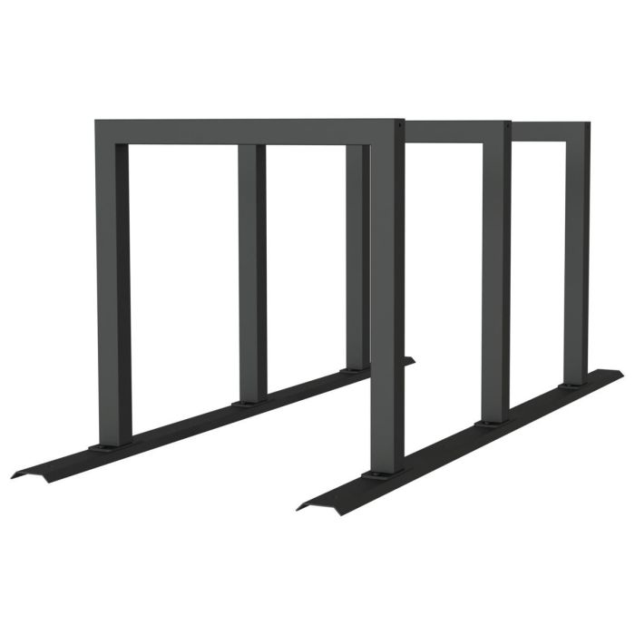 Anlehnbügel Schienensystem, 3 Bügel Stahlrohr 60x60 mm, 2100x800mm (LxB), zum Aufschrauben, grau