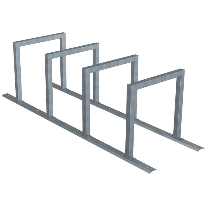 Anlehnbügel Schienensystem, 4 Bügel Stahlrohr 60x60 mm, 2800x800mm (LxB), zum Aufschrauben