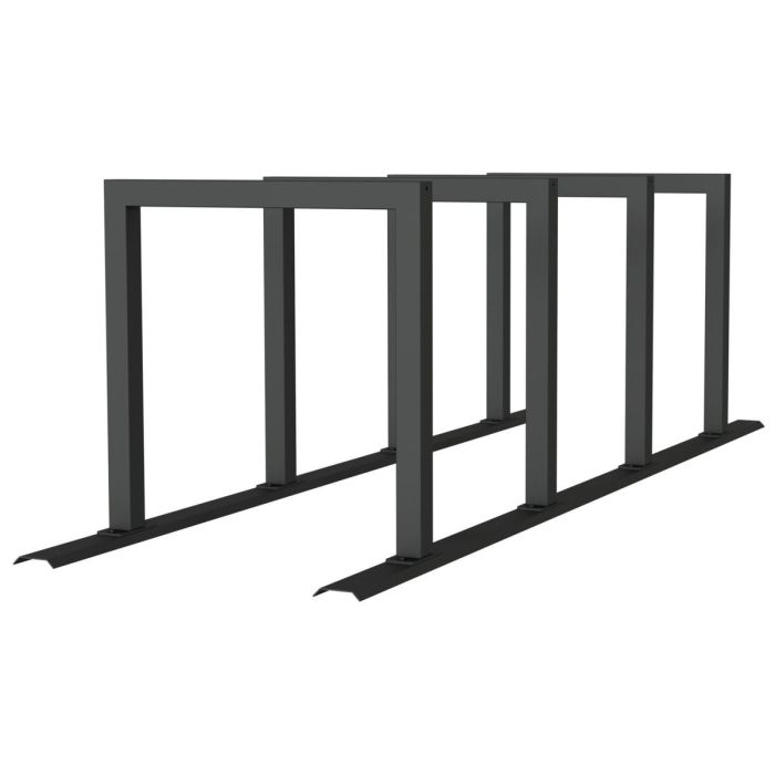 Anlehnbügel Schienensystem, 4 Bügel Stahlrohr 60x60 mm, 2800x800mm (LxB), zum Aufschrauben, grau