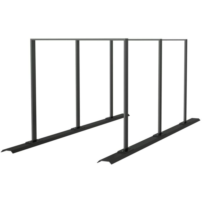Anlehnbügel Schienensystem, 3 Bügel Flachstahl 50x12 mm, 2100x800mm (LxB), zum Aufschrauben, grau
