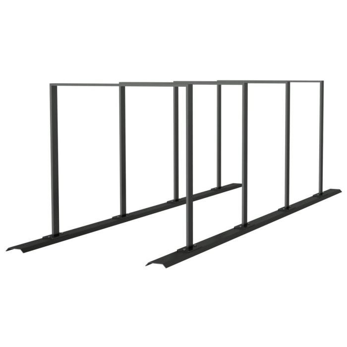 Anlehnbügel Schienensystem, 4 Bügel Flachstahl 50x12 mm, 2800x800mm (LxB), zum Aufschrauben, grau