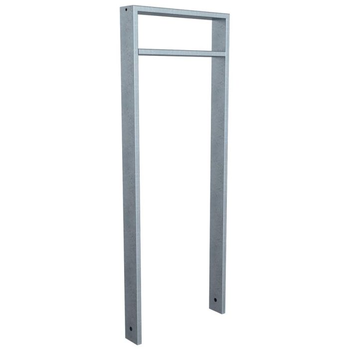 Anlehnbügel, 450mm, Querholm eng, Einbetonieren, 800mm Überflur Vierkantrohr 80x20mm, feuerverzinkt