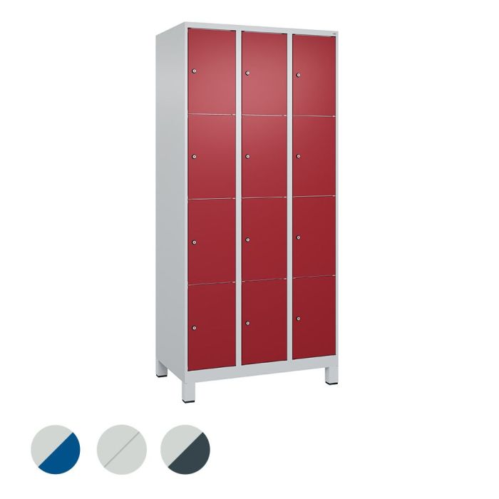 C+P Schließfachschrank Classic PLUS auf Füßen, 12 Fächer, 1950x900x500mm,versch. Farben