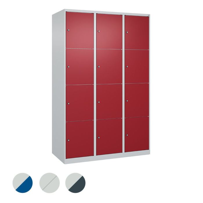 C+P Schließfachschrank Classic PLUS bodenstehend, 12 Fächer, 1850x1200x500mm,versch. Farben