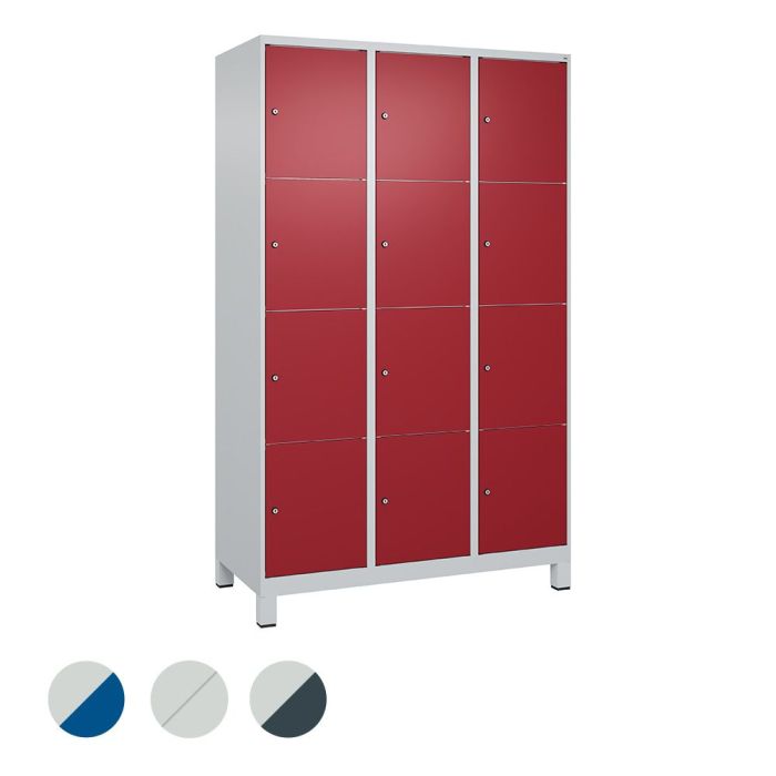 C+P Schließfachschrank Classic PLUS auf Füßen, 12 Fächer, 1950x1200x500mm,versch. Farben