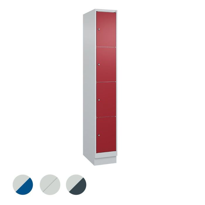 C+P Schließfachschrank Classic PLUS auf Sockel, 4 Fächer, 1950x300x500mm,versch. Farben