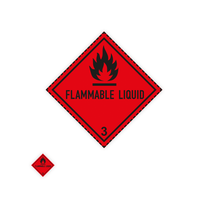 Gefahrzettel, Klasse 3, FLAMMABLE LIQUID, Aufkleber, verschiedene Varianten