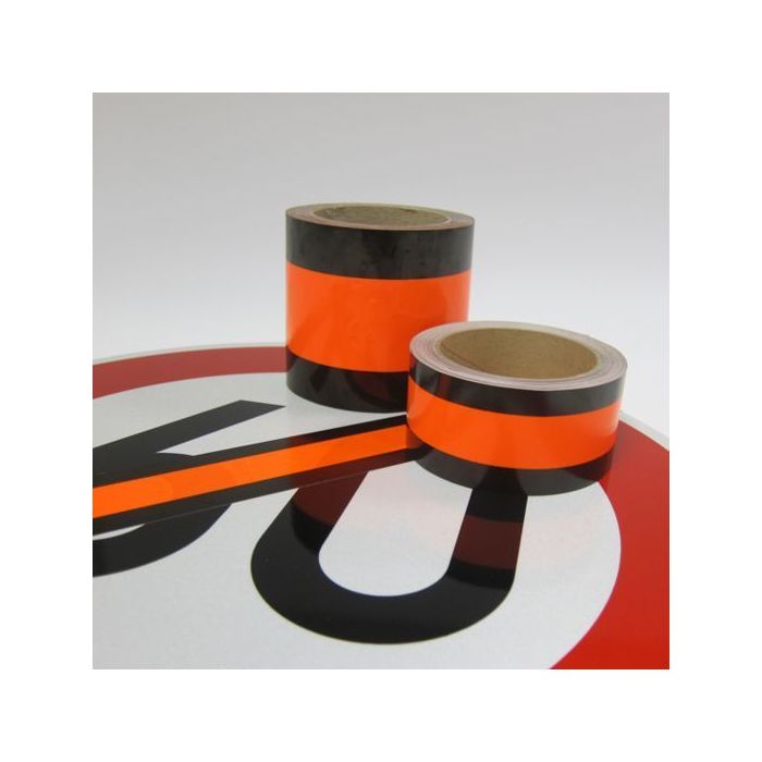Abdeckband für Verkehrsschilder, fluoreszierend, schwarz/orange/schwarz,