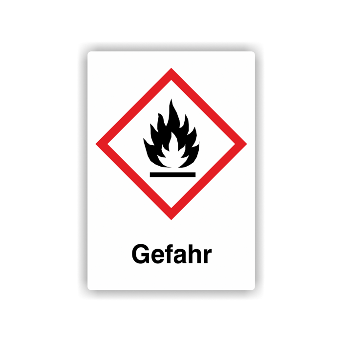 Gefahrensymbol GHS02 Flamme, Signalwort Gefahr, Folie, verschiedene Formate