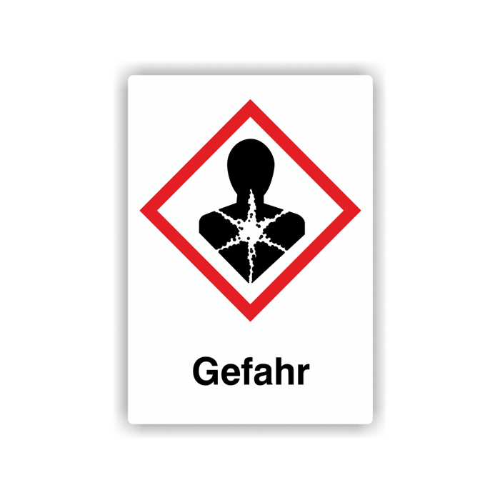 Gefahrensymbol GHS08 Gesundheitsgefahr, Signalwort Gefahr, Folie, verschiedene Ausführungen