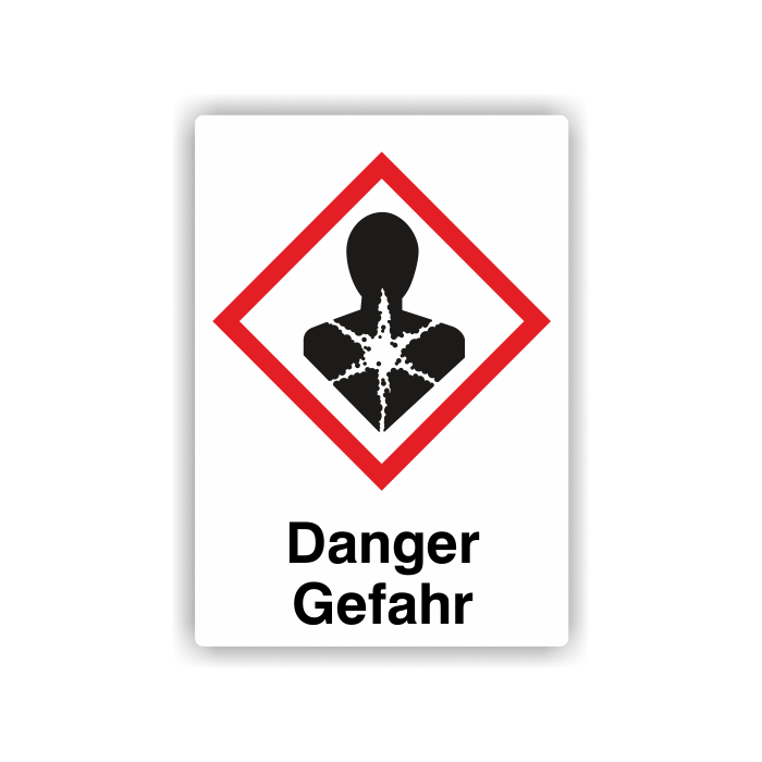 Gefahrensymbol GHS08 Gesundheitsgefahr, Signalwort Danger/Gefahr, Folie, verschied. Ausführungen