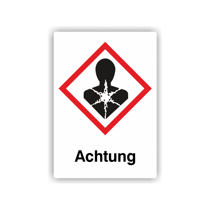 Gefahrensymbol GHS08 Gesundheitsgefahr, Signalwort Achtung, Folie, verschiedene Ausführungen
