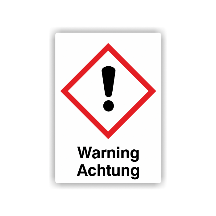 Gefahrensymbol GHS07 Ausrufezeichen, Signalwort Warning/Achtung, Folie, verschiedene Ausführungen