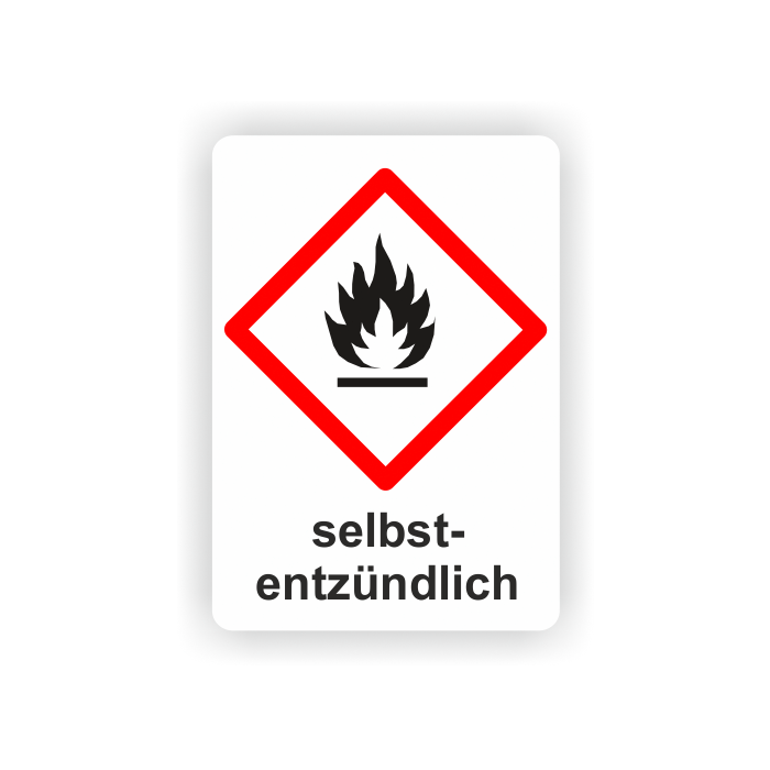Gefahrensymbol GHS02 Flamme, selbstentzündlich,  26 x 37 mm, 12 St./VE