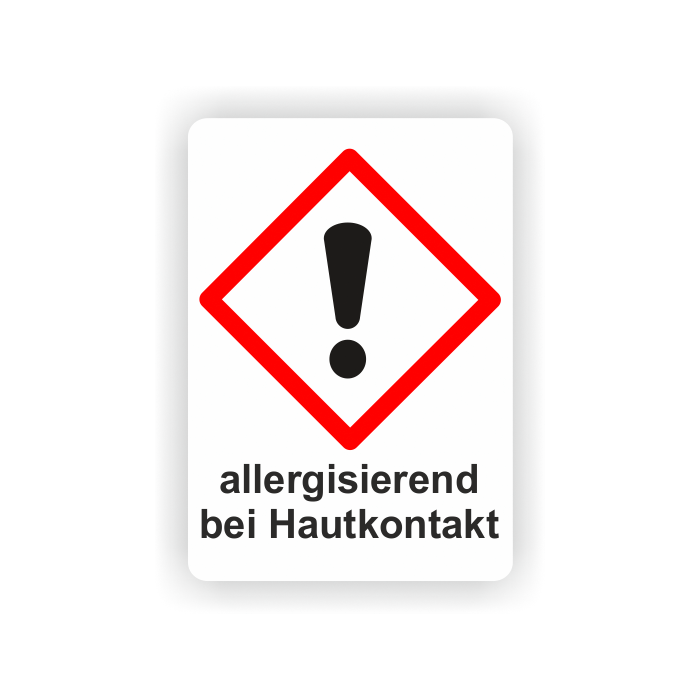 Gefahrensymbol GHS07 Ausrufezeichen,  allergisierend bei Hautkontakt, 26x37mm, 12 St./VE