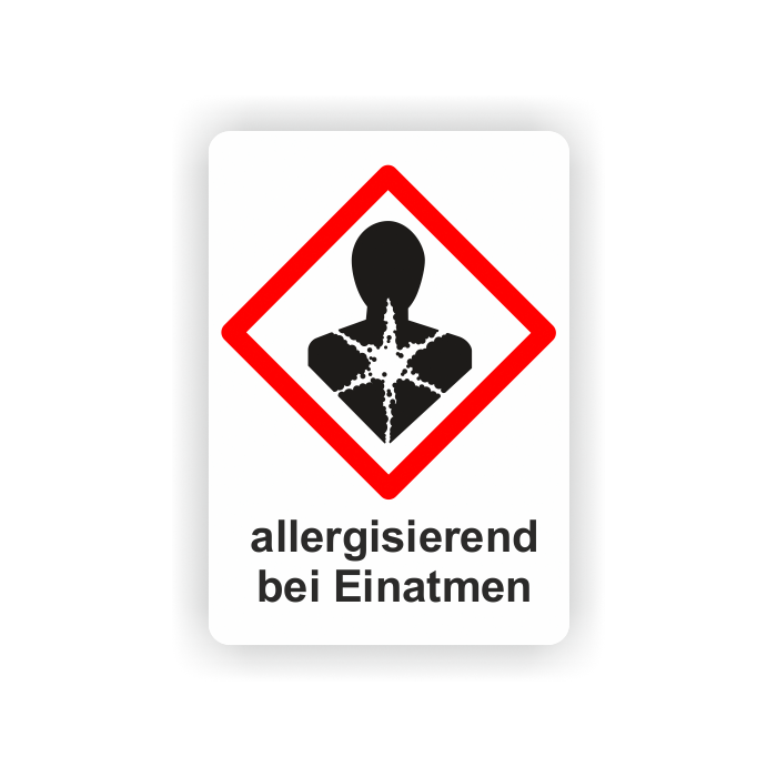 Gefahrensymbol GHS08 Gesundheitsgefahr,  allergisierend bei Einatmen, 26 x 37 mm, 12 St./VE
