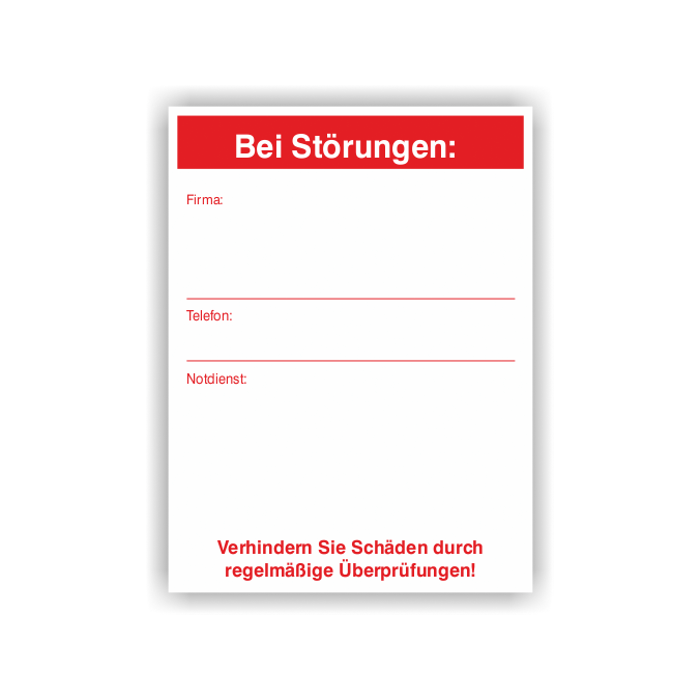 Wartungsaufkleber, Bei Störungen