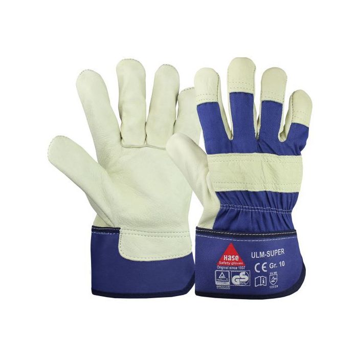 Hase Lederhandschuhe Ulm-Super, Schweinsnarbenleder, Größe 7-12, 12 Paar