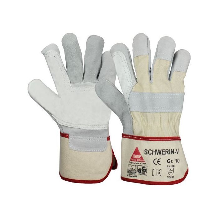 Hase Lederhandschuhe Schwerin-V, 12 Paar